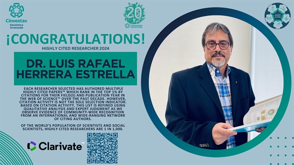 Dr. Luis Rafael Herrera Estrella reconocido como Highly Cited Researcher 2024