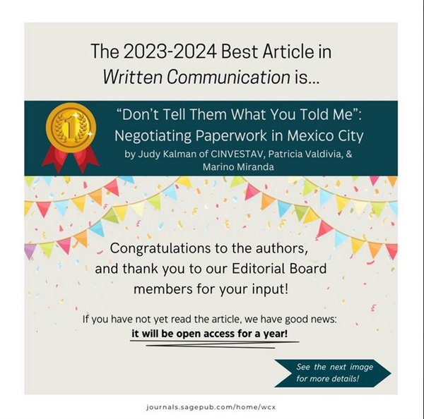 The 2023-2024 Best Article in Written Communication