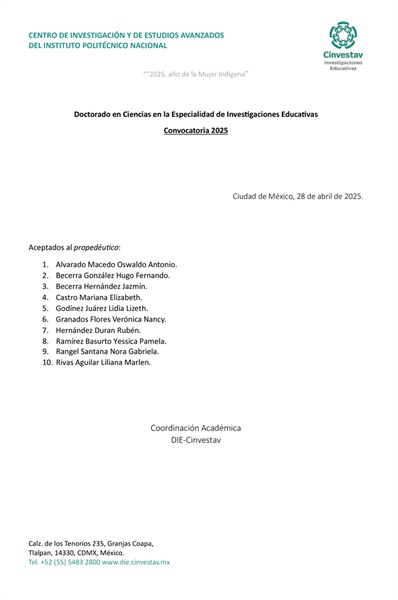 Aspirantes aceptados para la Fase 4