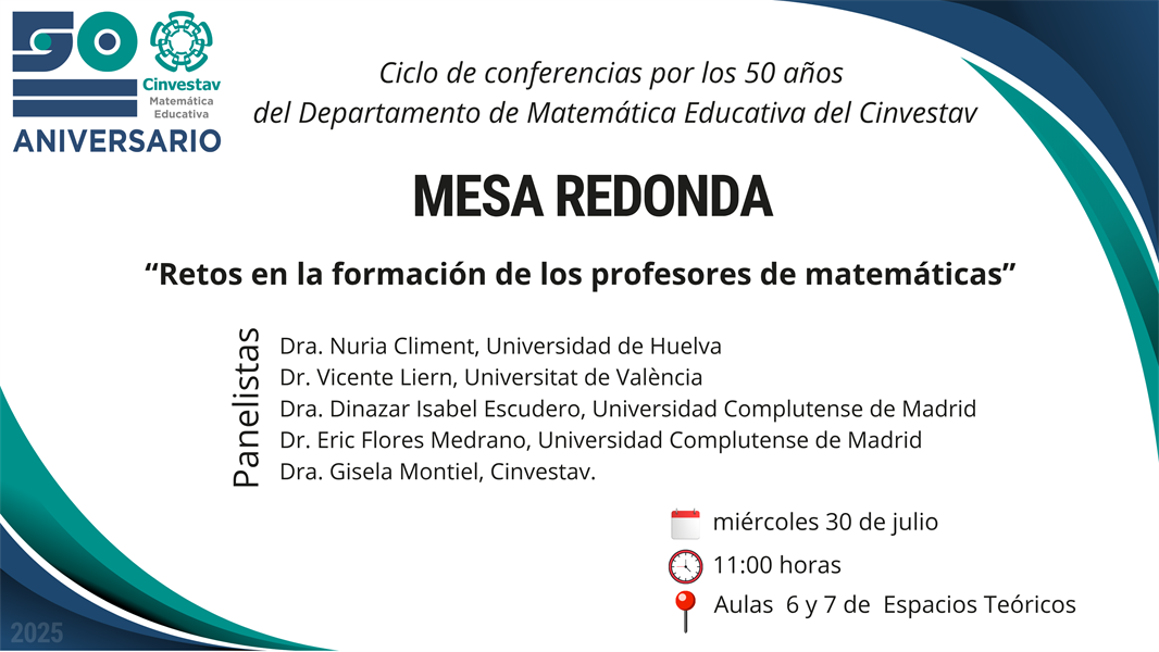 MESA REDONDA: Retos en la formación de los profesores de matemáticas