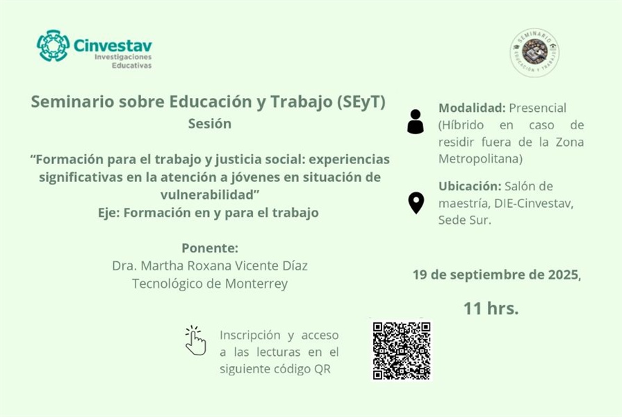 SEyT. Sesión 7. Formación para el trabajo y justicia social: experiencias significativas en la atención a jóvenes en situación de vulnerabilidad
