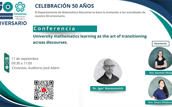 Conferencia: University mathematics learning as the art of transitioning across discourses.