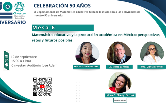 Mesa 6: Matemática educativa y la producción académica en México: perspectivas, retos y futuros posibles.