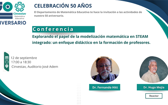 Conferencia: Explorando el papel de la modelización matemática en STEAM integrado: un enfoque didáctico en la formación de profesores.