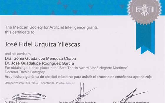 Premio José Negrete otorgado por la SMIA