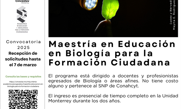 Apertura convocatoria 2025 - Maestría en Educación en Biología para la Formación Ciudadana